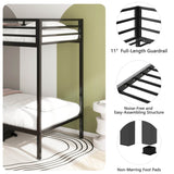 Twin Over Twin Metal Bunk Bed Frame With Ladder And Guardrails - Driftwood - Omega Lifestyles