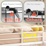 Twin Over Twin Metal Bunk Bed Frame With Ladder And Guardrails - Driftwood - Omega Lifestyles