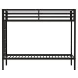 Twin Over Twin Metal Bunk Bed Frame With Ladder And Guardrails - Driftwood - Omega Lifestyles