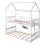 Twin Over Twin Solid Wood Bunk Bed With Slide - Driftwood - Omega Lifestyles