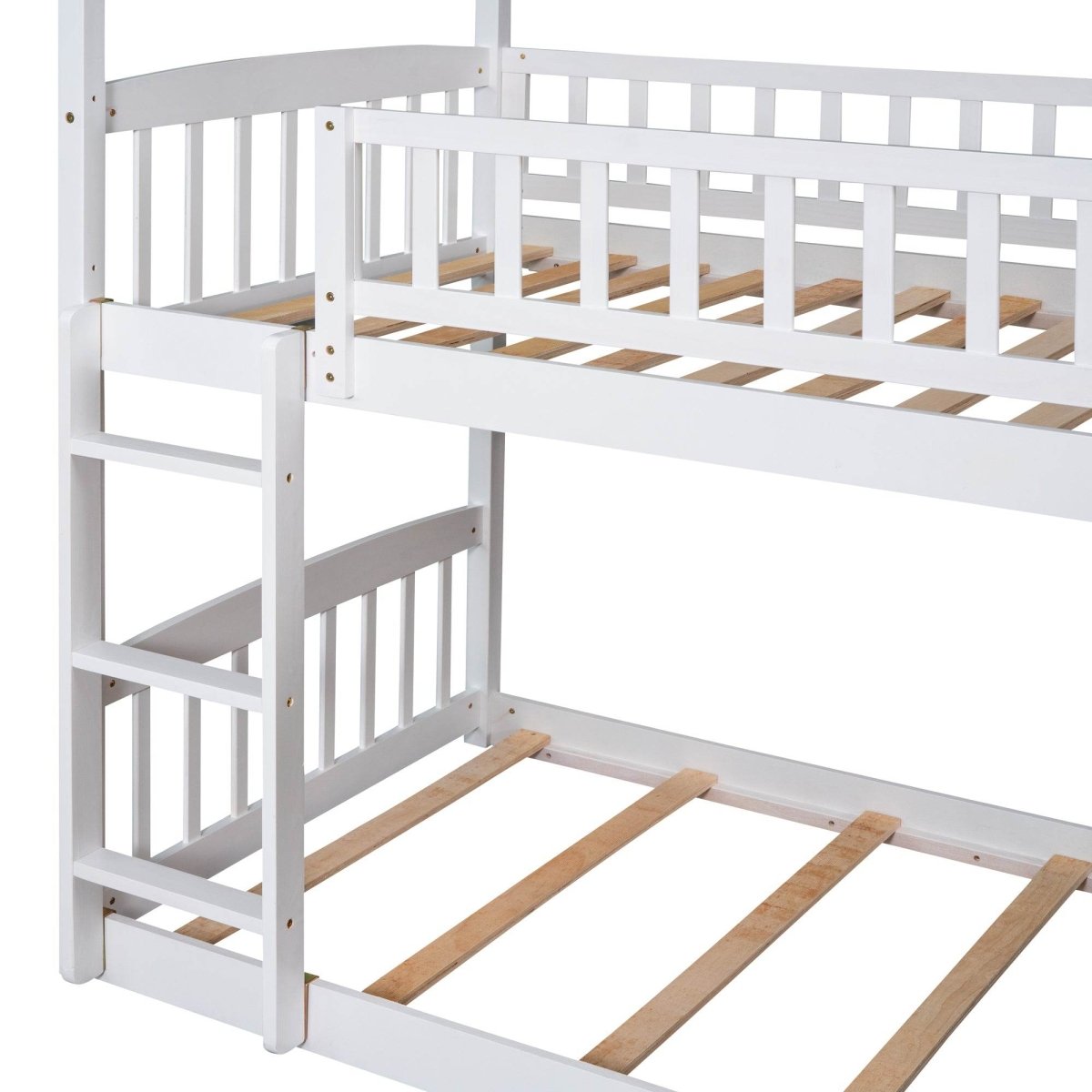 Twin Over Twin Solid Wood Bunk Bed With Slide - Driftwood - Omega Lifestyles