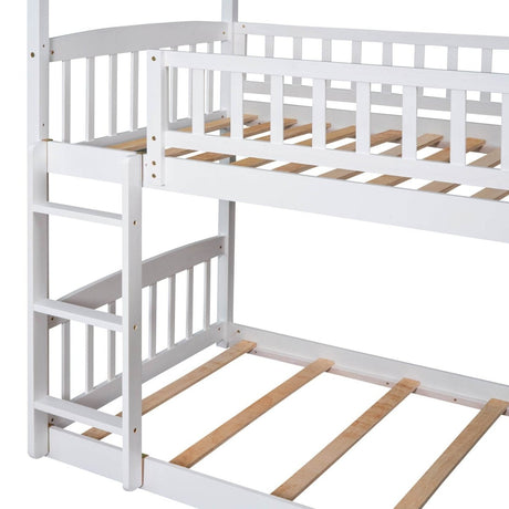 Twin Over Twin Solid Wood Bunk Bed With Slide - Driftwood - Omega Lifestyles