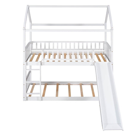 Twin Over Twin Solid Wood Bunk Bed With Slide - Driftwood - Omega Lifestyles