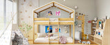 Twin Over Twin Solid Wood Bunk Bed With Tent - Sleep Galleria