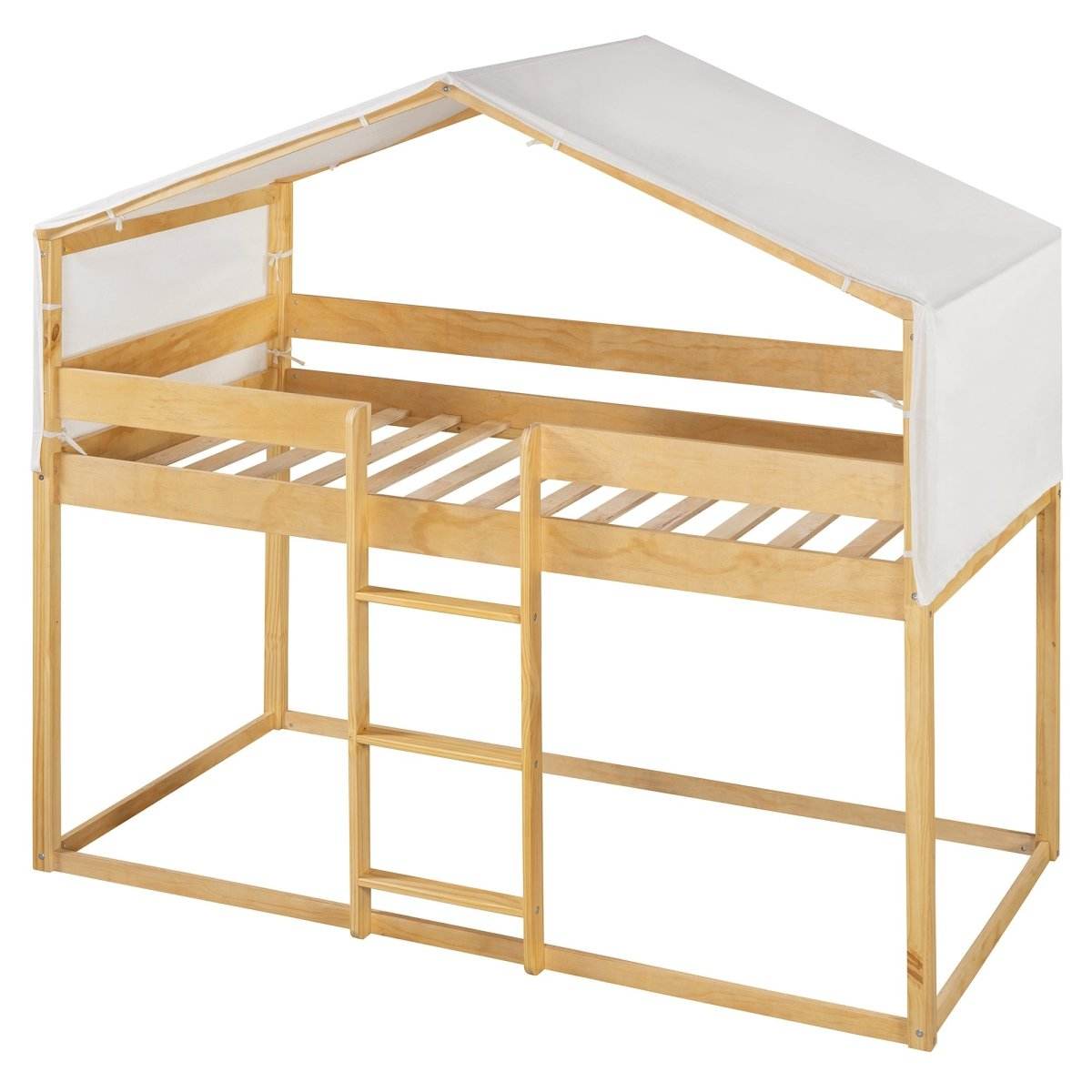 Twin Over Twin Solid Wood Bunk Bed With Tent - Sleep Galleria