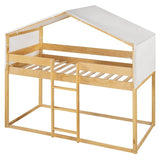 Twin Over Twin Solid Wood Bunk Bed With Tent - Sleep Galleria