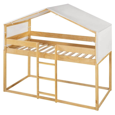 Twin Over Twin Solid Wood Bunk Bed With Tent - Sleep Galleria