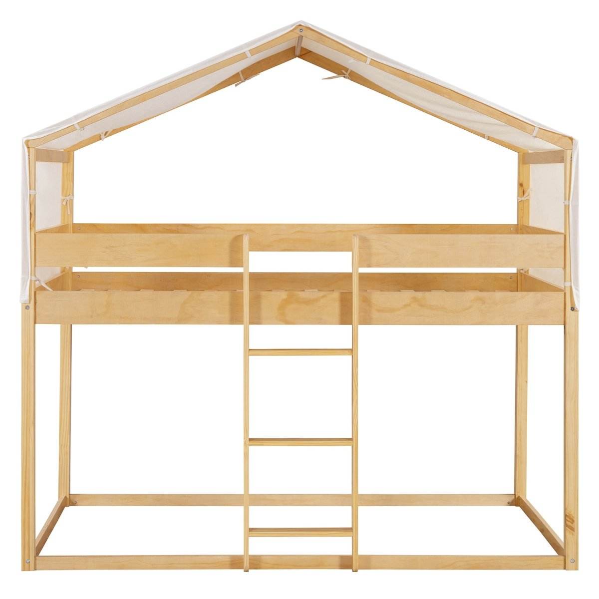 Twin Over Twin Solid Wood Bunk Bed With Tent - Sleep Galleria