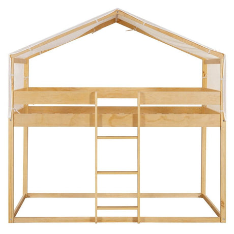 Twin Over Twin Solid Wood Bunk Bed With Tent - Sleep Galleria