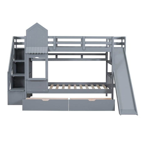 Twin-Over-Twin Solid Wood Castle Style Bunk Bed - Sleep Galleria