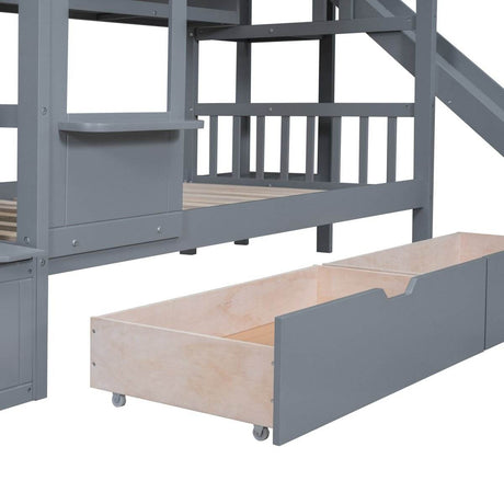 Twin-Over-Twin Solid Wood Castle Style Bunk Bed - Sleep Galleria
