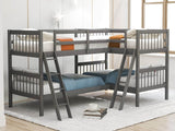 Twin - Over - Twin Solid Wood L - Shaped Bunk Bed With Ladder - Driftwood - Omega Lifestyles