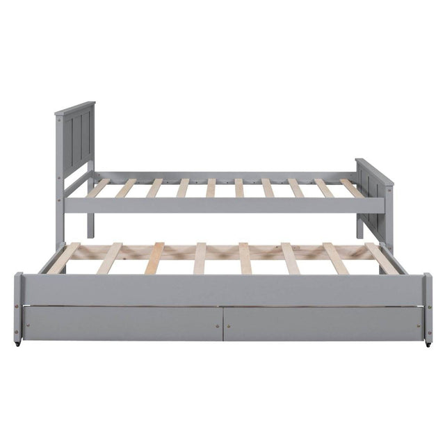 Twin Platform Bed With Trundle And Storage Drawers - Omega Lifestyles