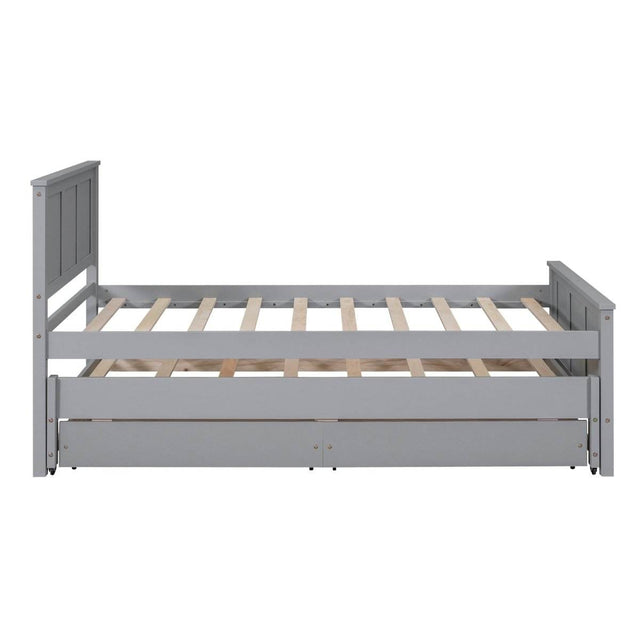 Twin Platform Bed With Trundle And Storage Drawers - Omega Lifestyles