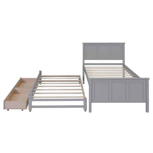 Twin Platform Bed With Trundle And Storage Drawers - Omega Lifestyles
