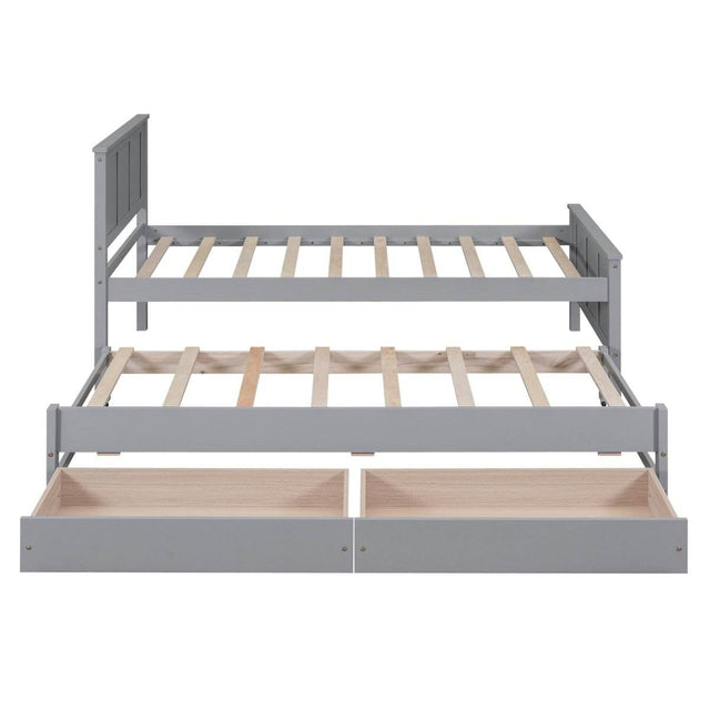 Twin Platform Bed With Trundle And Storage Drawers - Omega Lifestyles