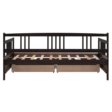Twin Size Solid Wood Daybed With Two Drawers - Sleep Galleria