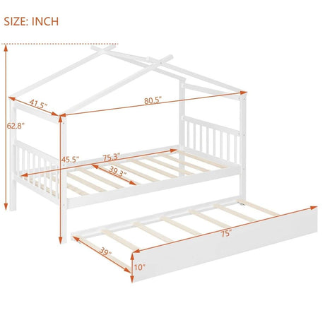 Twin Size Solid Wood House Daybed With Trundle - Sleep Galleria
