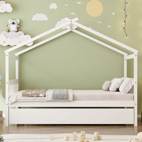 Twin Size Solid Wood House Daybed With Trundle - Sleep Galleria