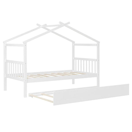 Twin Size Solid Wood House Daybed With Trundle - Sleep Galleria