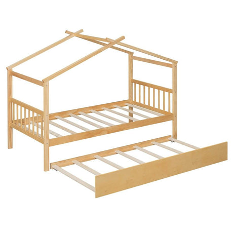 Twin Size Solid Wood House Daybed With Trundle - Sleep Galleria