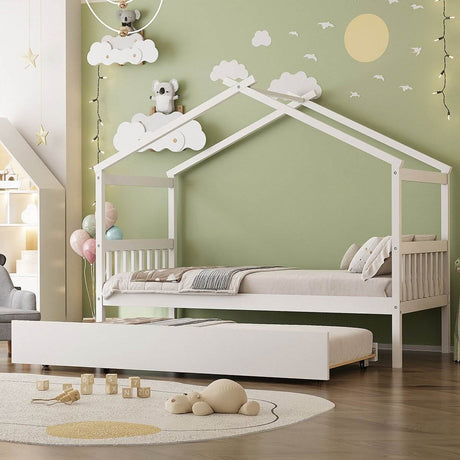 Twin Size Solid Wood House Daybed With Trundle - Sleep Galleria