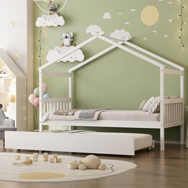 Twin Size Solid Wood House Daybed With Trundle - Sleep Galleria