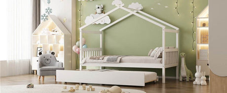 Twin Size Solid Wood House Daybed With Trundle - Sleep Galleria