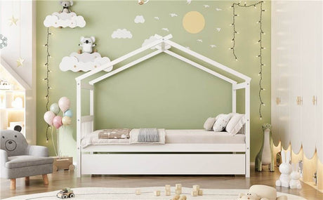 Twin Size Solid Wood House Daybed With Trundle - Sleep Galleria