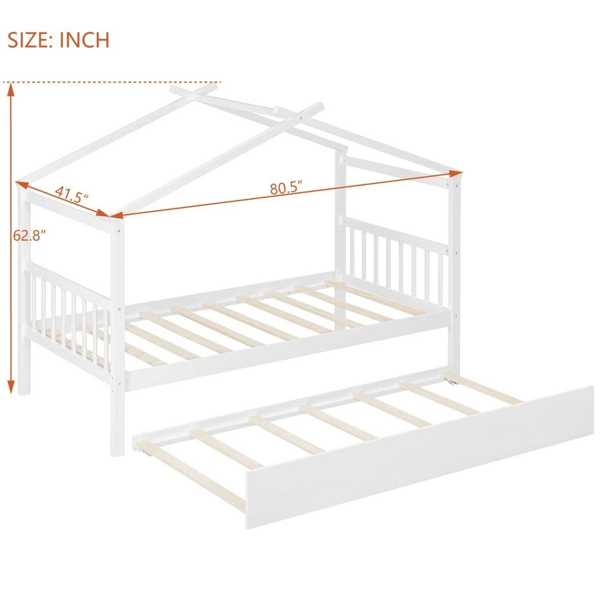 Twin Size Solid Wood House Daybed With Trundle - Sleep Galleria