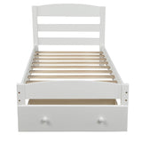 Twin Solid Wood Classic Platform Bed Frame With Storage Drawer - Driftwood - Omega Lifestyles