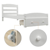 Twin Solid Wood Classic Platform Bed Frame With Storage Drawer - Driftwood - Omega Lifestyles