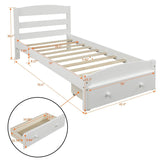 Twin Solid Wood Classic Platform Bed Frame With Storage Drawer - Driftwood - Omega Lifestyles
