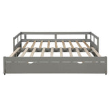 Twin Solid Wood Extending Daybed With Pull - Out Trundle - Driftwood - Omega Lifestyles