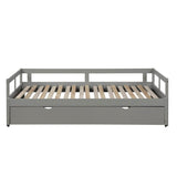 Twin Solid Wood Extending Daybed With Pull - Out Trundle - Driftwood - Omega Lifestyles