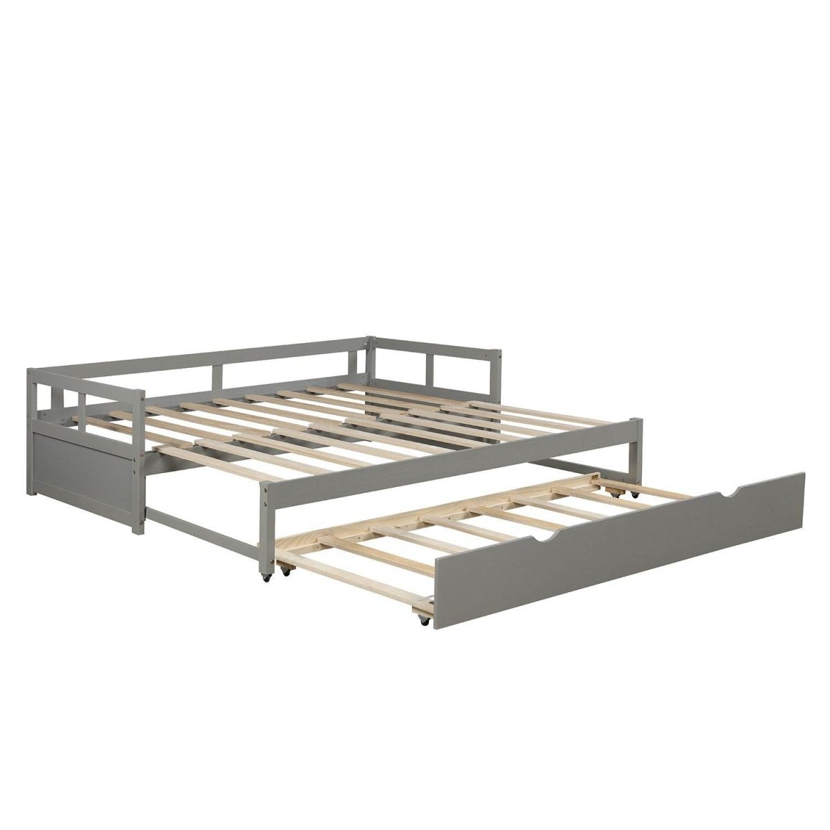 Twin Solid Wood Extending Daybed With Pull - Out Trundle - Driftwood - Omega Lifestyles