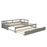 Twin Solid Wood Extending Daybed With Pull - Out Trundle - Driftwood - Omega Lifestyles