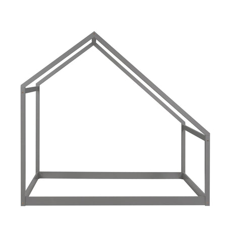 Twin Solid Wood Kids House Bed Frame - Driftwood - Omega Lifestyles