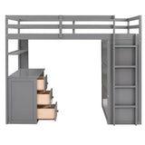 Twin Solid Wood Loft Bed With Drawers Desk Wardrobe - Sleep Galleria
