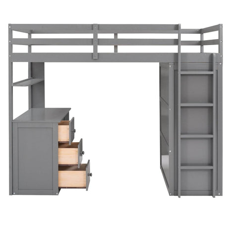 Twin Solid Wood Loft Bed With Drawers Desk Wardrobe - Sleep Galleria