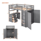Twin Solid Wood Loft Bed With Drawers Desk Wardrobe - Sleep Galleria