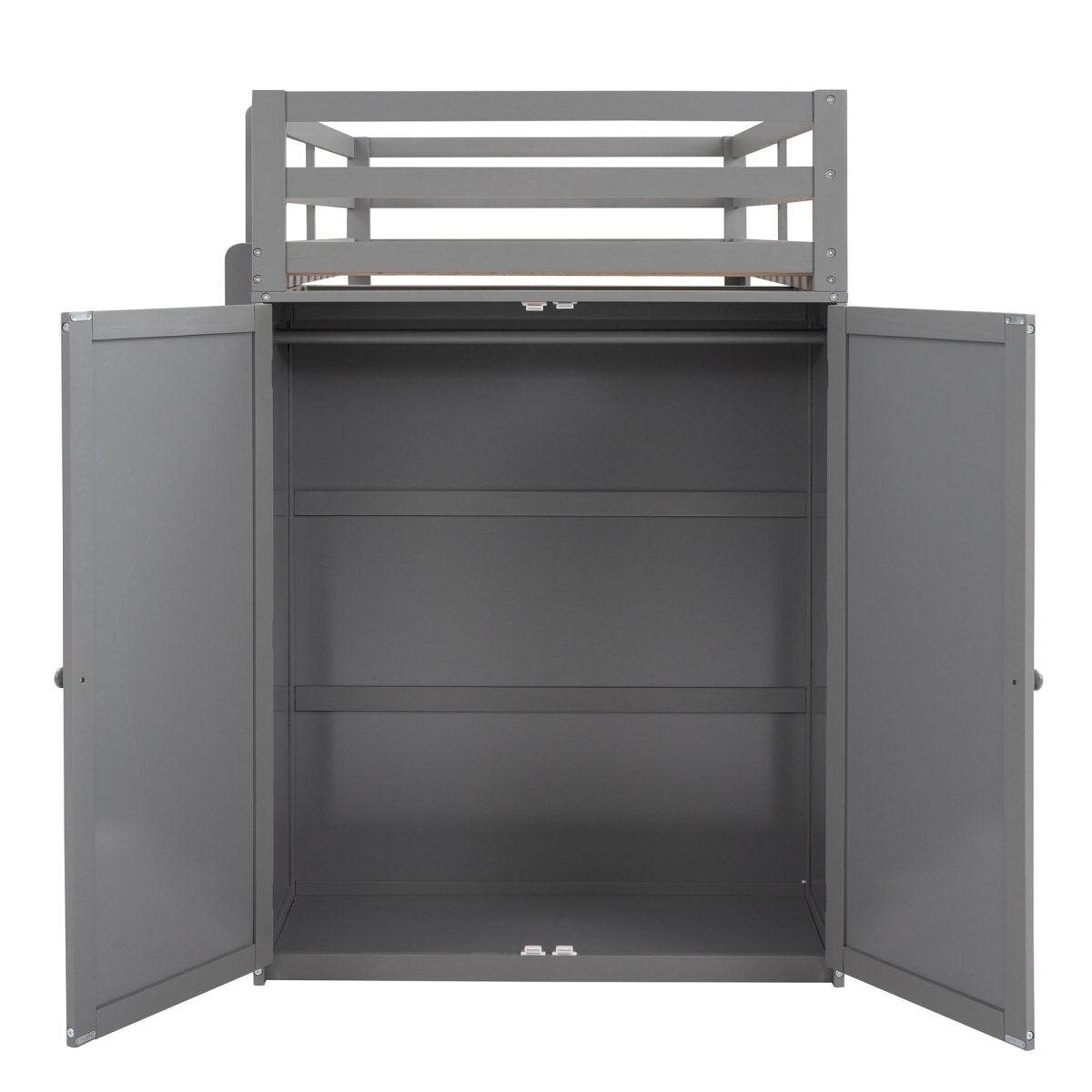 Twin Solid Wood Loft Bed With Drawers Desk Wardrobe - Sleep Galleria