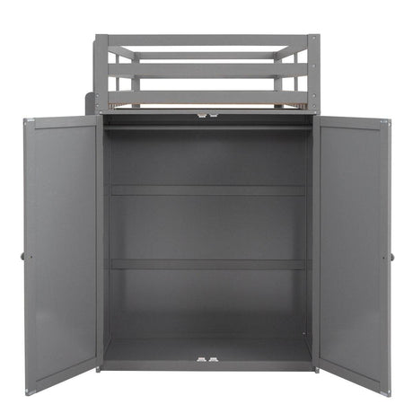 Twin Solid Wood Loft Bed With Drawers Desk Wardrobe - Sleep Galleria