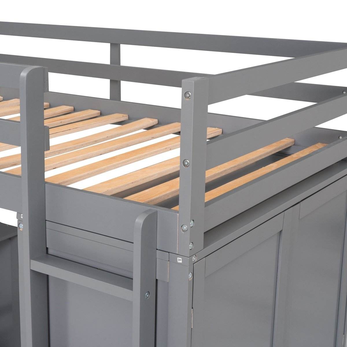 Twin Solid Wood Loft Bed With Drawers Desk Wardrobe - Sleep Galleria