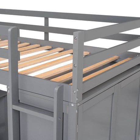 Twin Solid Wood Loft Bed With Drawers Desk Wardrobe - Sleep Galleria