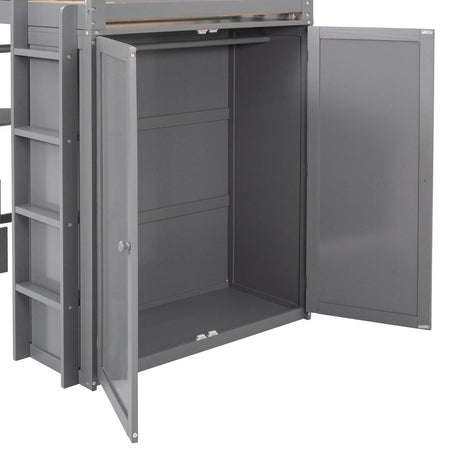 Twin Solid Wood Loft Bed With Drawers Desk Wardrobe - Sleep Galleria