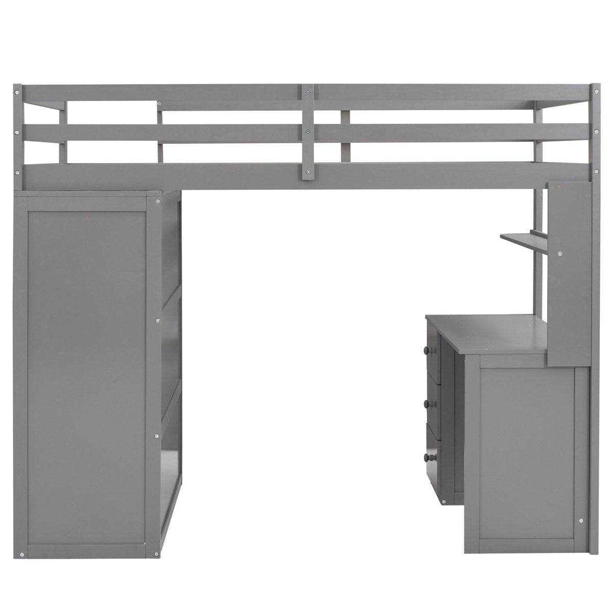 Twin Solid Wood Loft Bed With Drawers Desk Wardrobe - Sleep Galleria