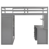Twin Solid Wood Loft Bed With Drawers Desk Wardrobe - Sleep Galleria
