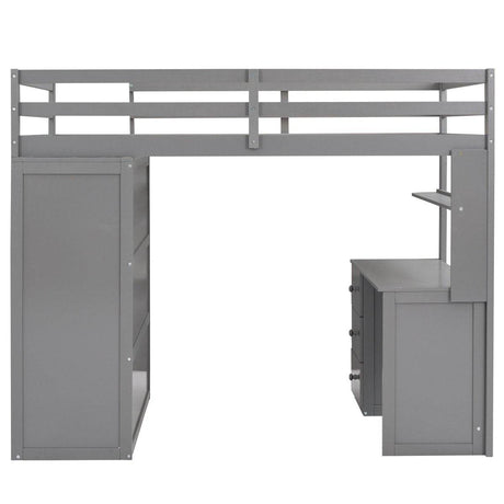 Twin Solid Wood Loft Bed With Drawers Desk Wardrobe - Sleep Galleria