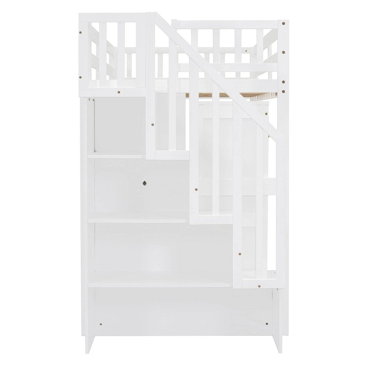 Twin Solid Wood Multifunctional Loft Bed With Storage - Driftwood - Omega Lifestyles